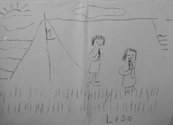 Tegning lavet af en af børnene fra lejren