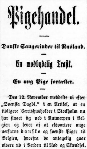 Udklip fra artiklen Pigehandel i Social-Demokraten, 4. december 1897
