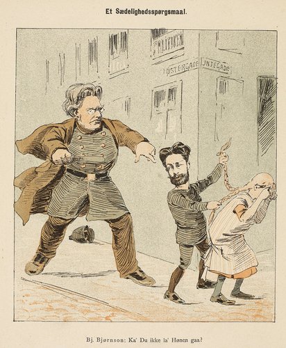 Tegning fra Tremånederskrigen bragt i satirebladet Ravnen den 14. august 1887