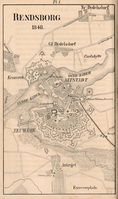Kort over Rendsborg Fæstning