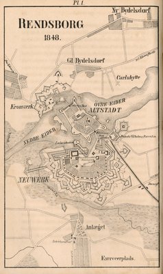 Kort over Rendsborg Fæstning 1848
