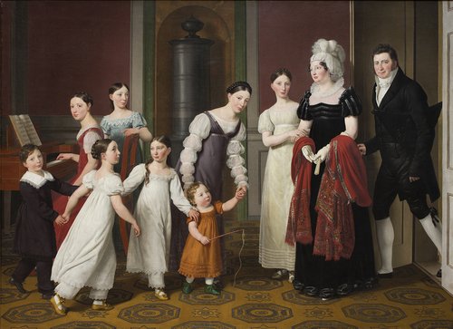 M.L. Nathanson sammen med sin hustru og børn i tidstypisk borgerlig familieidyl