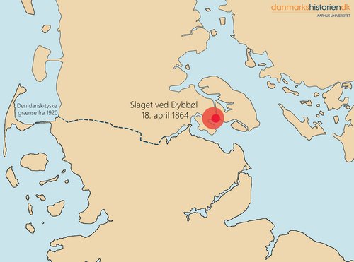 Kort over Dybbøl Skanse i Sønderjylland