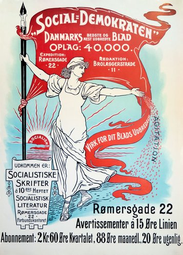 Plakat for avisen Social-Demokraten, 1899.