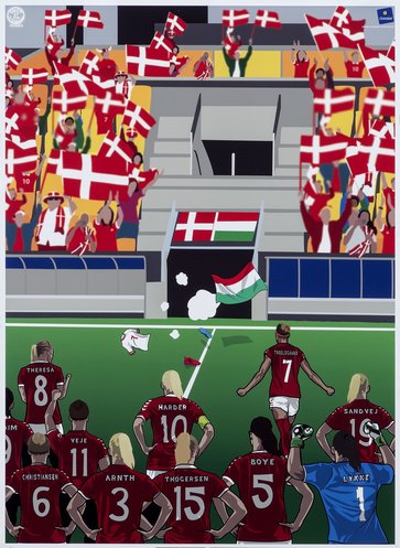 Plakat fra fodboldkampen Danmark – Ungarn