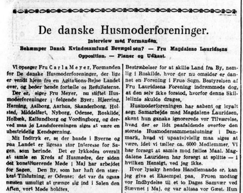 Interview med Carla Meyer i Berlingske Tidende 26. september 1920