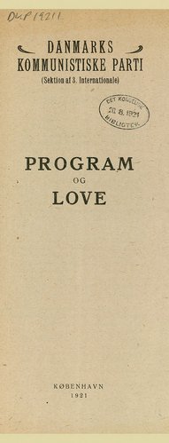 DKP's Program og Love, 1921