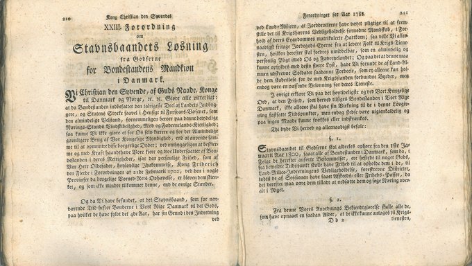 Forordningen i 'Kong Christian den syvendes allernaadigste Forordninger og aabne Breve for Aar 1788'