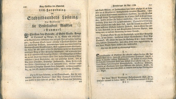 Forordningen i 'Kong Christian den syvendes allernaadigste Forordninger og aabne Breve for Aar 1788'