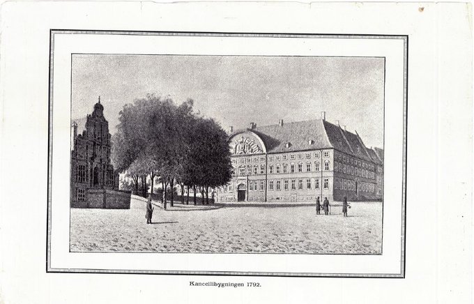 Kancellibygningen på Slotsholmen, der fra 1721 husede centraladministrationen.
