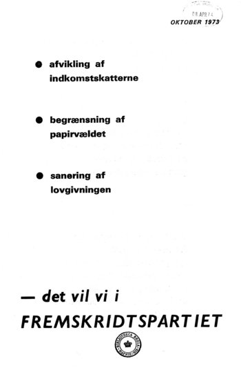 Fremskridtspartiets partiprogram fra oktober 1973