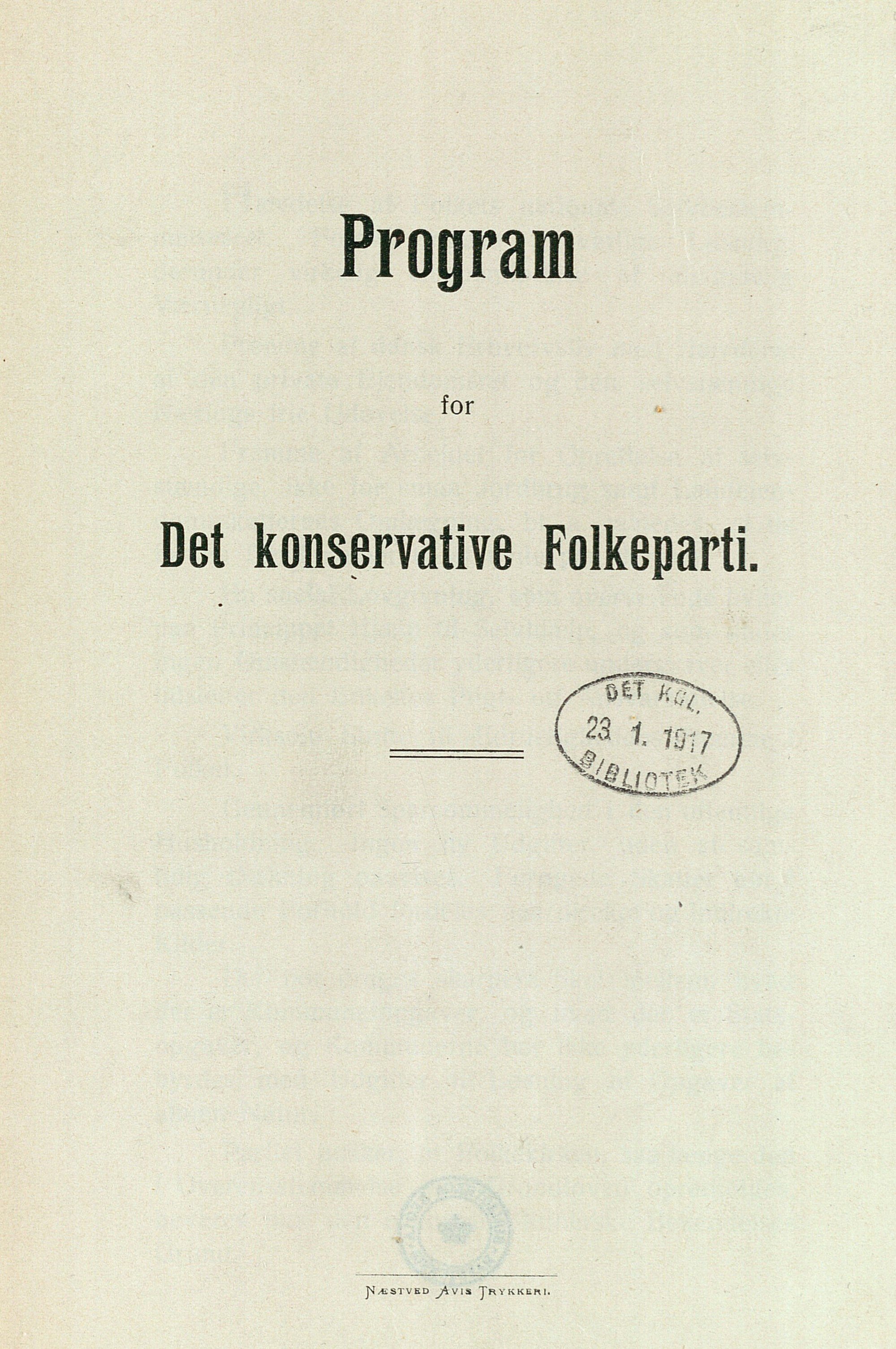 Det Konservative Folkepartis Partiprogram 18. December 1915