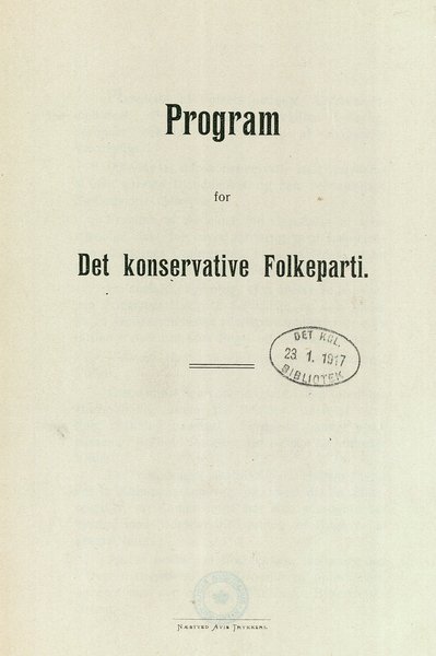 Det Konservative Folkepartis partiprogram fra 18. december 1915