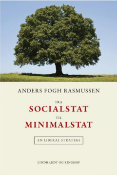  Forsiden af Anders Fogh Rasmussens bog ”Fra socialstat til minimalstat – en liberal strategi” fra 1993