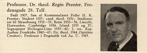 Regin Prenters biografi i Studenterhåndbogen 1947